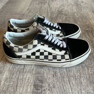 Vans Old Skool Checkerboard Black White Skate Sneakers Size 8